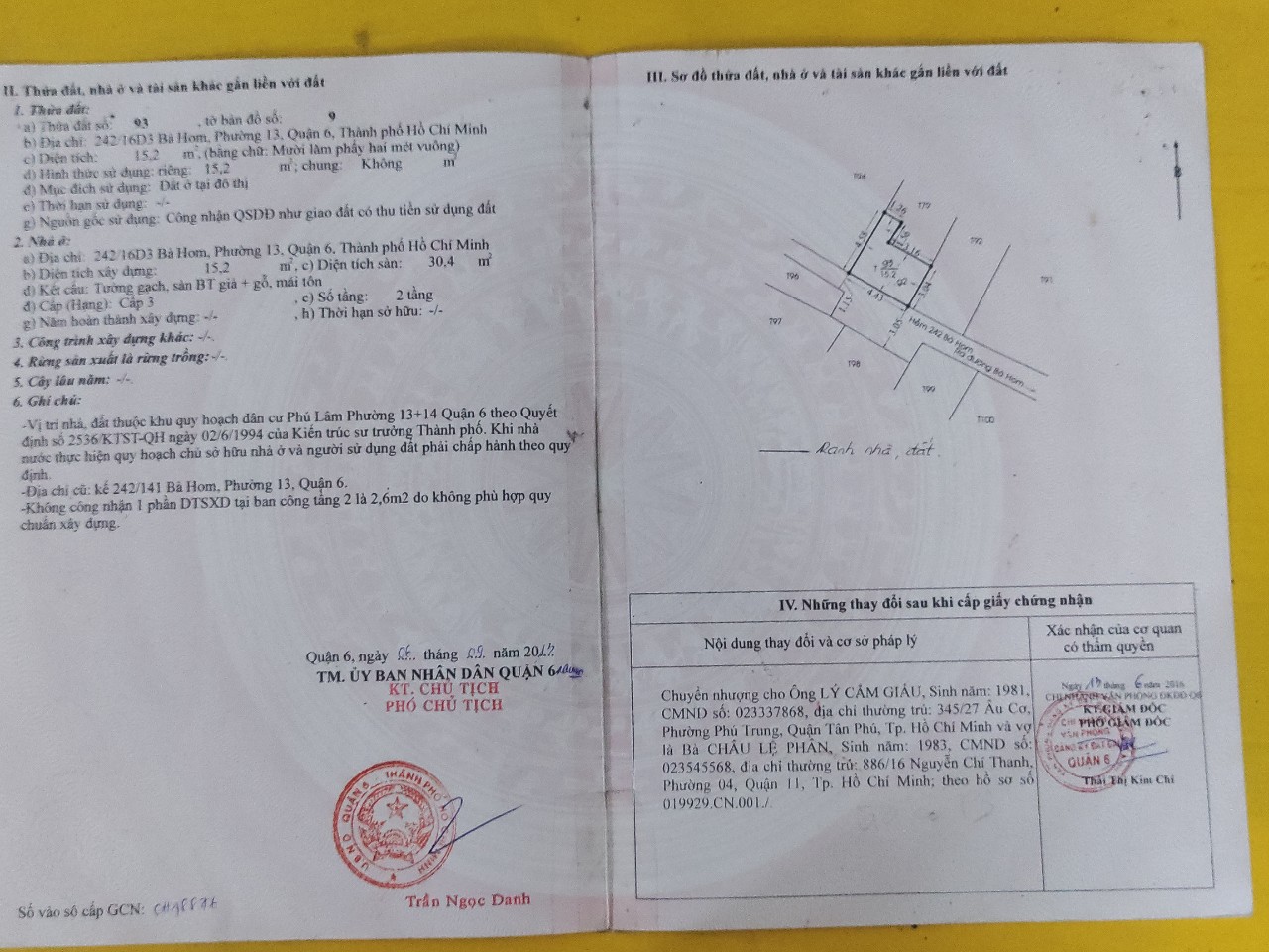 Cần bán một nhà cấp 3 2 tầnggiá rẻ xinh,sổ hồng chính chủ,xách valy vào ở ngay,chợ Phú Lâm trung tâm P13 Q6